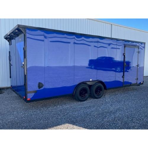 Evansville Kentucky Indiana Illinois Trailer Dealer and Sales 8.5,x22' Deep Blue Cargo Rear Angle View