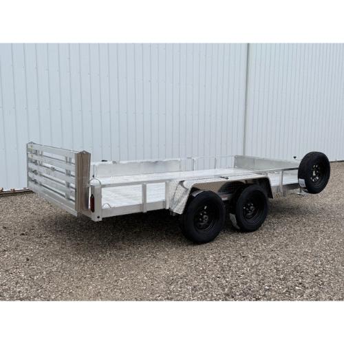 Evansville Kentucky Indiana Illinois Trailer Dealer and Sales 6.10 x 14' TA Aluminum Bi-Fold Gate Rear Angle