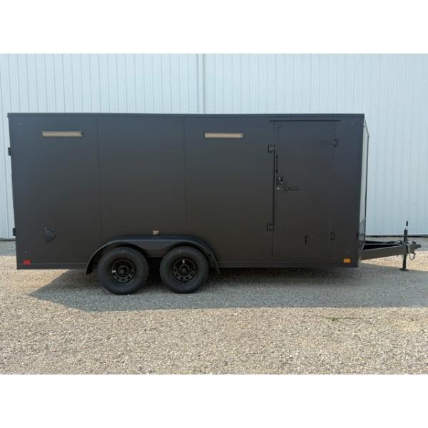 7x16 Matte Black Cargo Trailer-1
